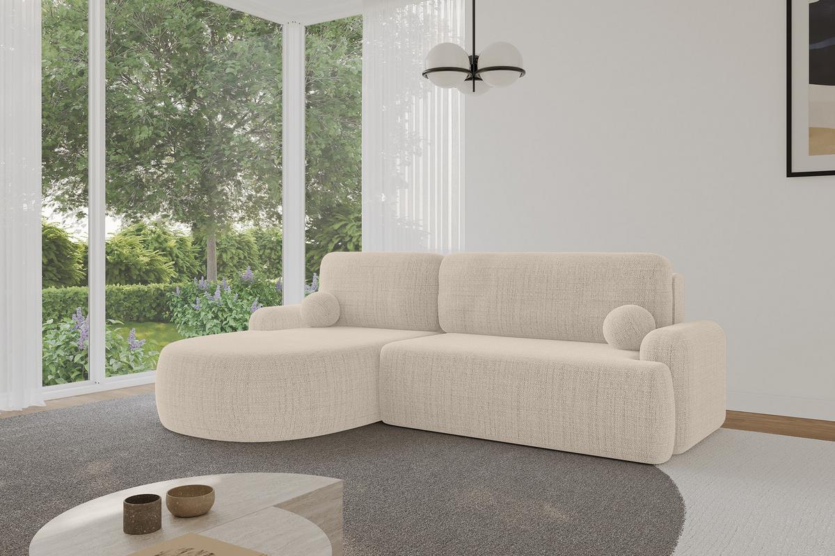 ECKSOFA mit Schlaffunktion und Bettkasten LIRA-L - 264x172x89 Beige - Beige, Holzwerkstoff/Textil (264/172cm) - ALTDECOR