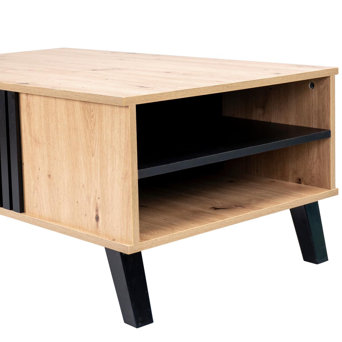 COUCHTISCH Holz- und Schwarzeffekt 100/60/43 cm - Weiß, Holzwerkstoff (100/60/43cm) - Urban Meuble