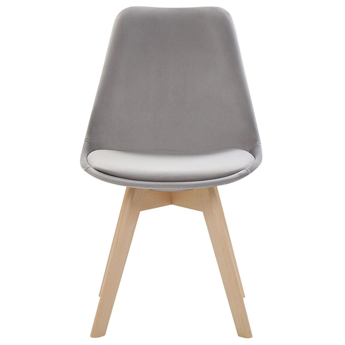 ESSZIMMERSTUHL 2er-Set Samtstoff Grau Dakota - Grau, Holz/Textil (47/82/57cm) - Beliani