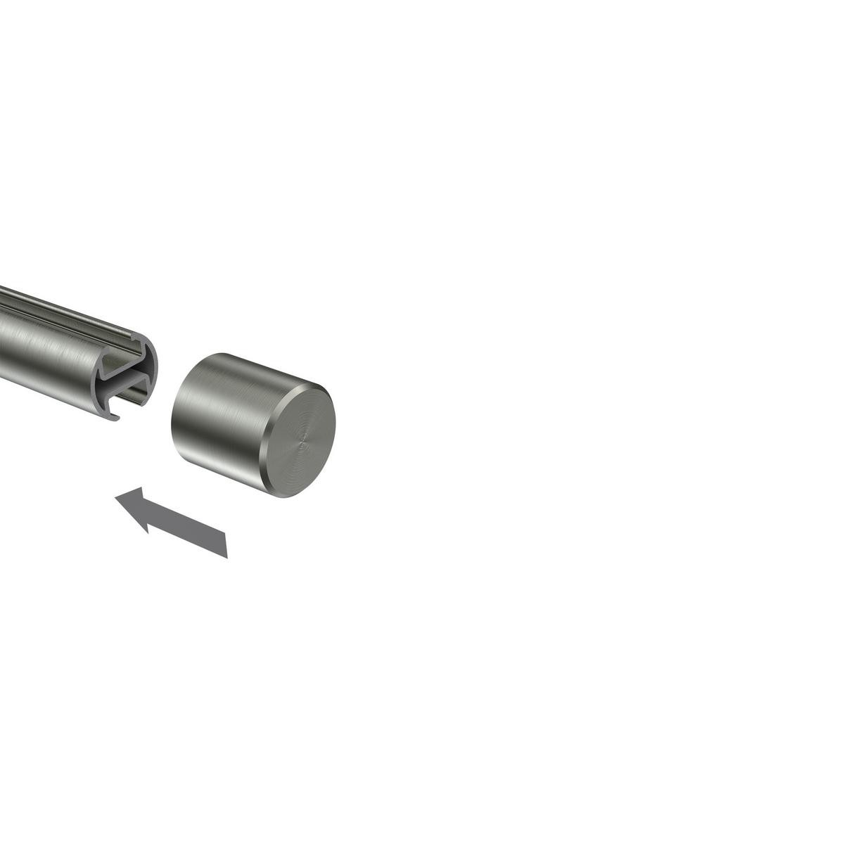 ENDSTÜCKE FÜR GARDINENSTANGEN 20 mm Ø, Santo Edelstahl-Optik, Packung 2 Stück - Edelstahlfarben, Metall (2.5/2.5/2.5cm) - INTERDECO