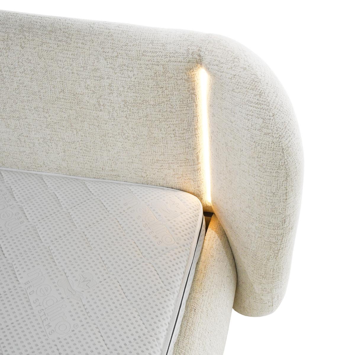 POLSTERBETT Corfu, LED-Beleuchtung, Bettkasten und Taschenfedernmatratze 26 cm, 140x200, Grau - Grau, Textil (140/200cm) - Beautysofa