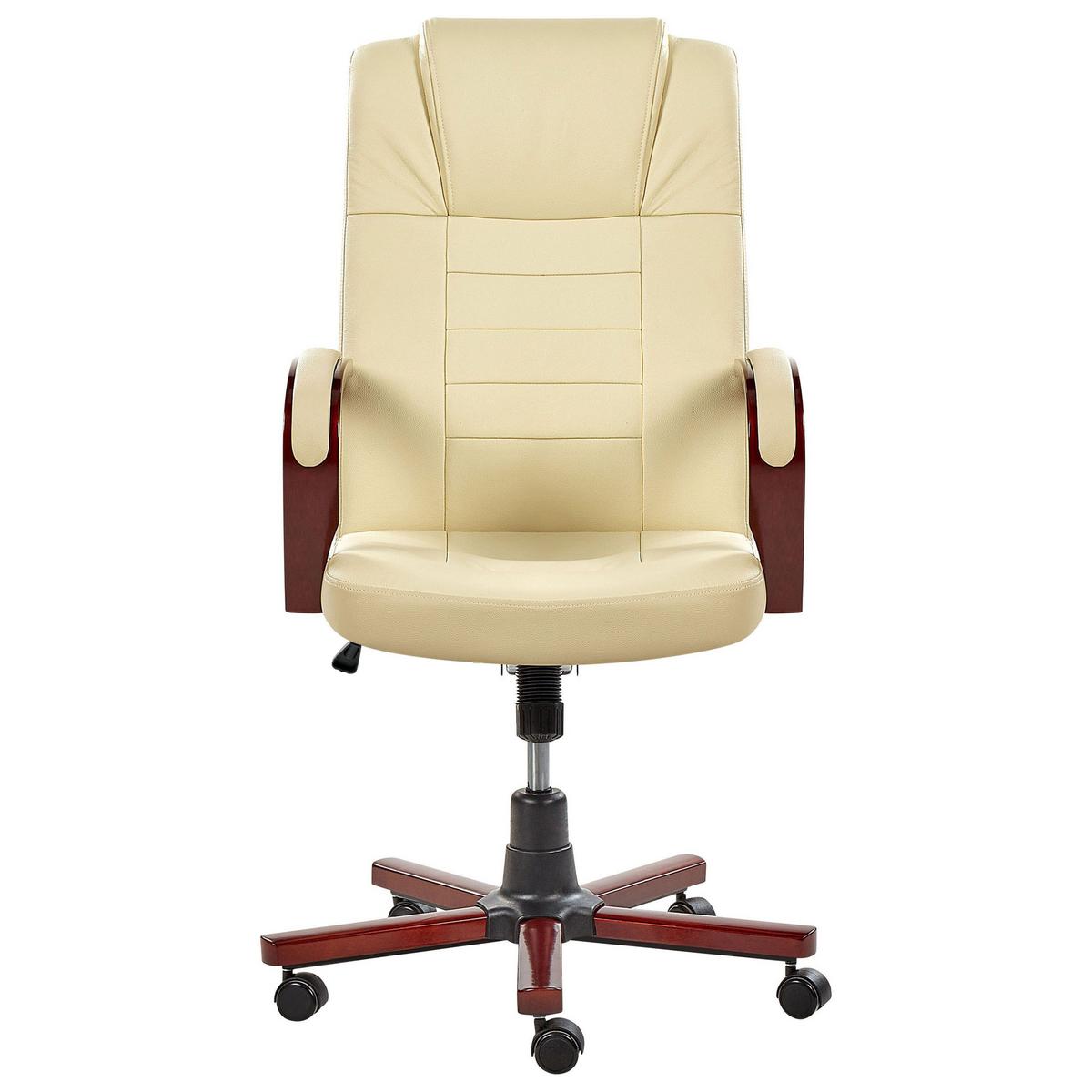 BÜROSTUHL Leder Beige Diamond - Beige, Holz/Fell (67/114/67cm) - Beliani