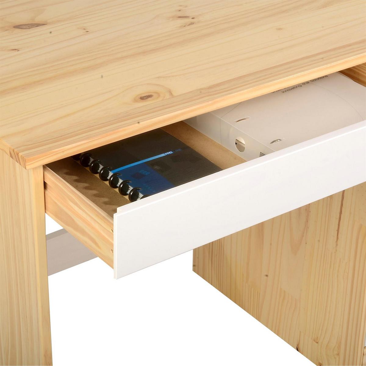 SCHREIBTISCH HUGO natur/weiß - Naturfarben/Weiß, Holz (54/114/76cm) - IDIMEX