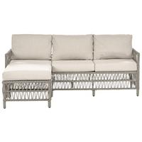 GARTENSOFA mit Ottomane 3-Sitzer Polyrattan Grau Ofena - Grau, Kunststoff (186/83/66cm) - Beliani