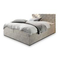 BOXBETT RIVA 200x200 cm mit Matratze und Topper, H2+H3 - Beige - Beige, Holz (200/200cm) - MASSENO