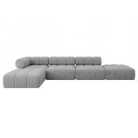 ECKSOFA modulares Sofa Kerru-L2 - 380x190x70 cm Hellgrau Velours - Hellgrau, Holzwerkstoff/Textil (380/190cm) - ALTDECOR