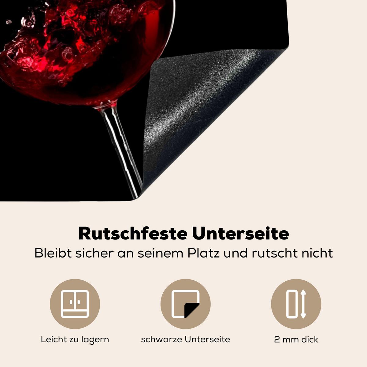 HERDABDECKPLATTE Rotwein - Weißwein - Glas - Schwarz Herdabdeckung Induktionsfeld 70x52 cm - Weinrot, Kunststoff (70/52/0.2cm) - MuchoWow