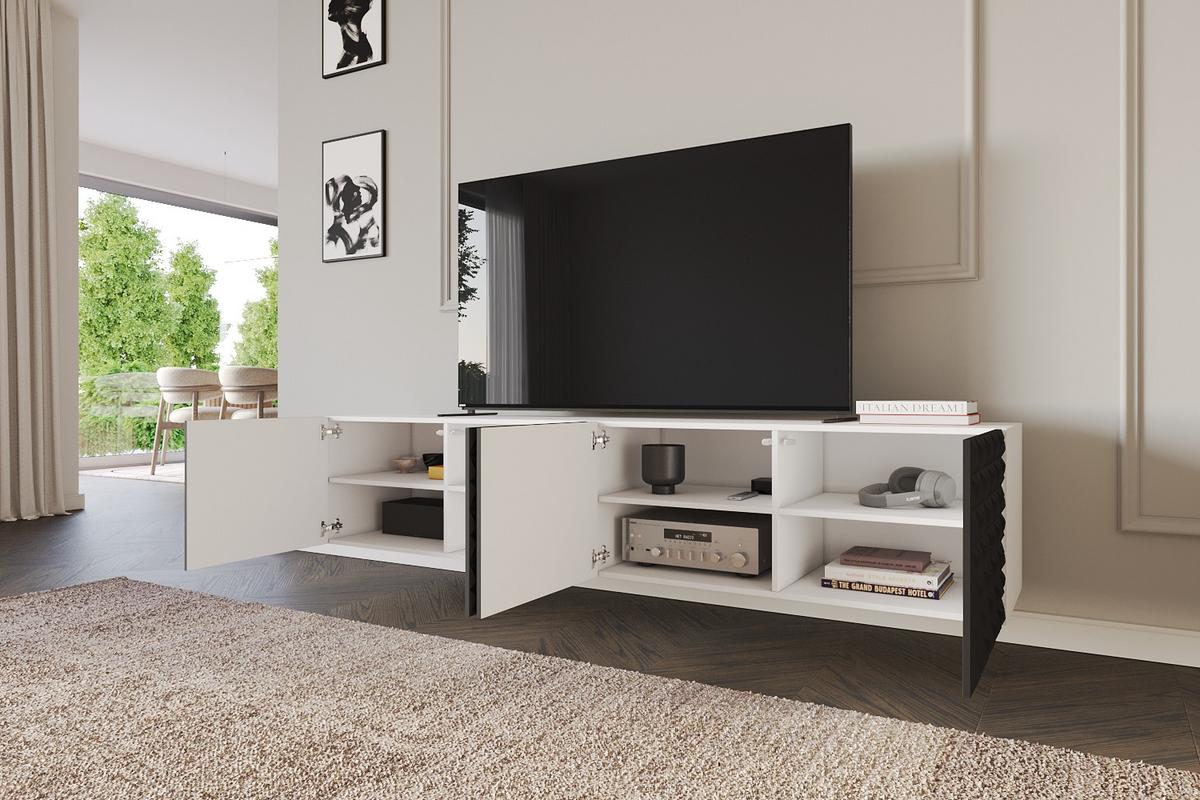 LOWBOARD VIRA-W 2x100x40x40 cm - Weiß / Schwarz - Schwarz, Holzwerkstoff (200/40/40cm) - ALTDECOR