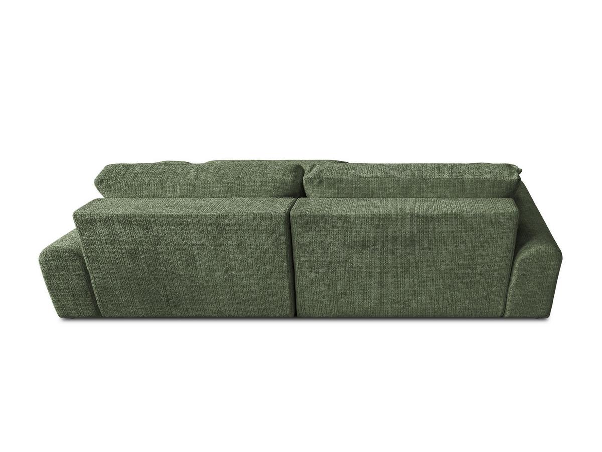 ECKSOFA Melvano mit Schlaffunktion und Bettkasten im Japandi-Stil aus weichem Grün Chenille-Stoff - Schwarz/Grün, Holz/Kunststoff (240/145cm) - S-Style