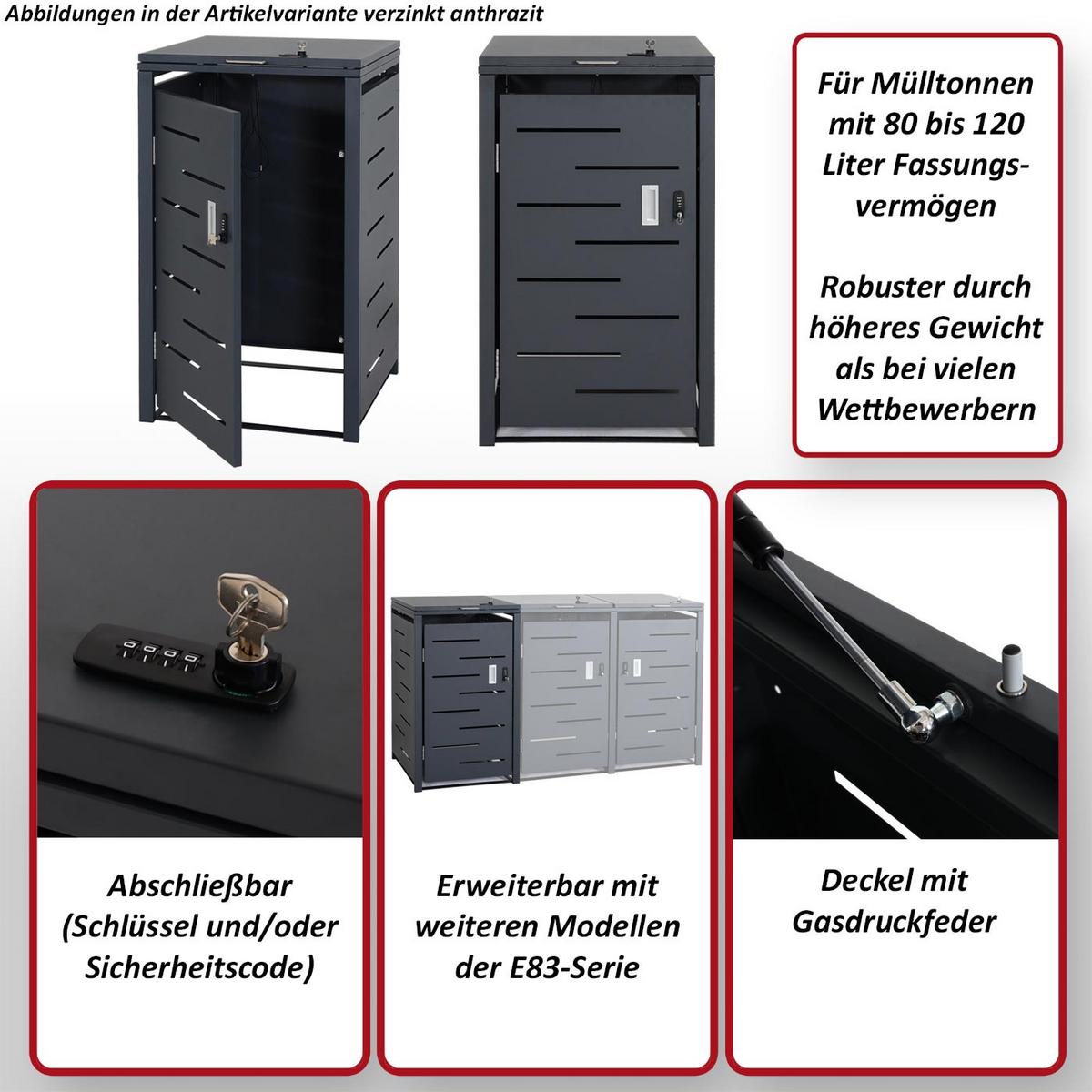 MÜLLTONNENVERKLEIDUNG 1ER Silber - Silberfarben, Metall (60/103/62cm) - MCW