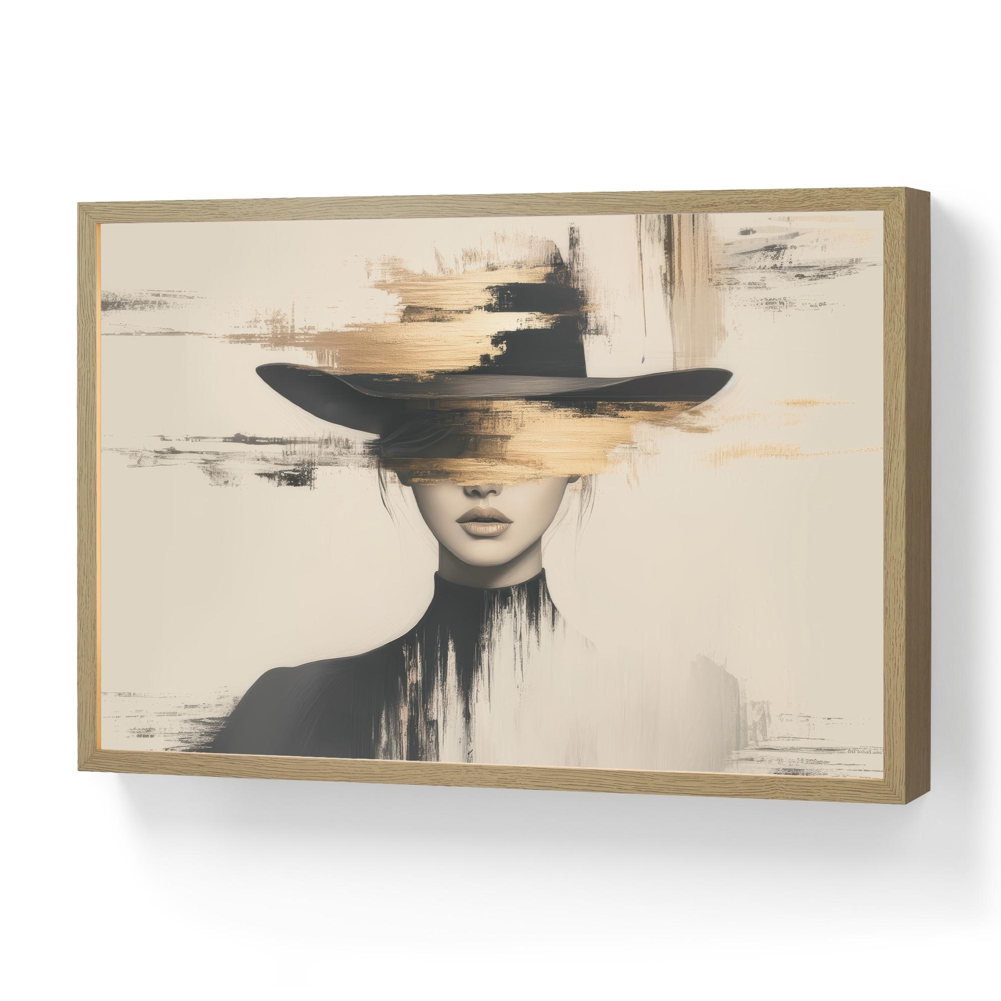 WANDLEUCHTE MIT AKKU Frau - Hut - Farbe 60x40 cm - Creme, Holzwerkstoff (60/40/8cm) - OnlyWow