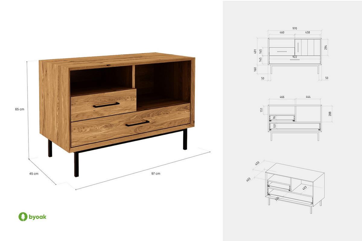 KOMMODE LEON Wildeiche - Wildeiche, Holz (97/65/45cm) - byoak