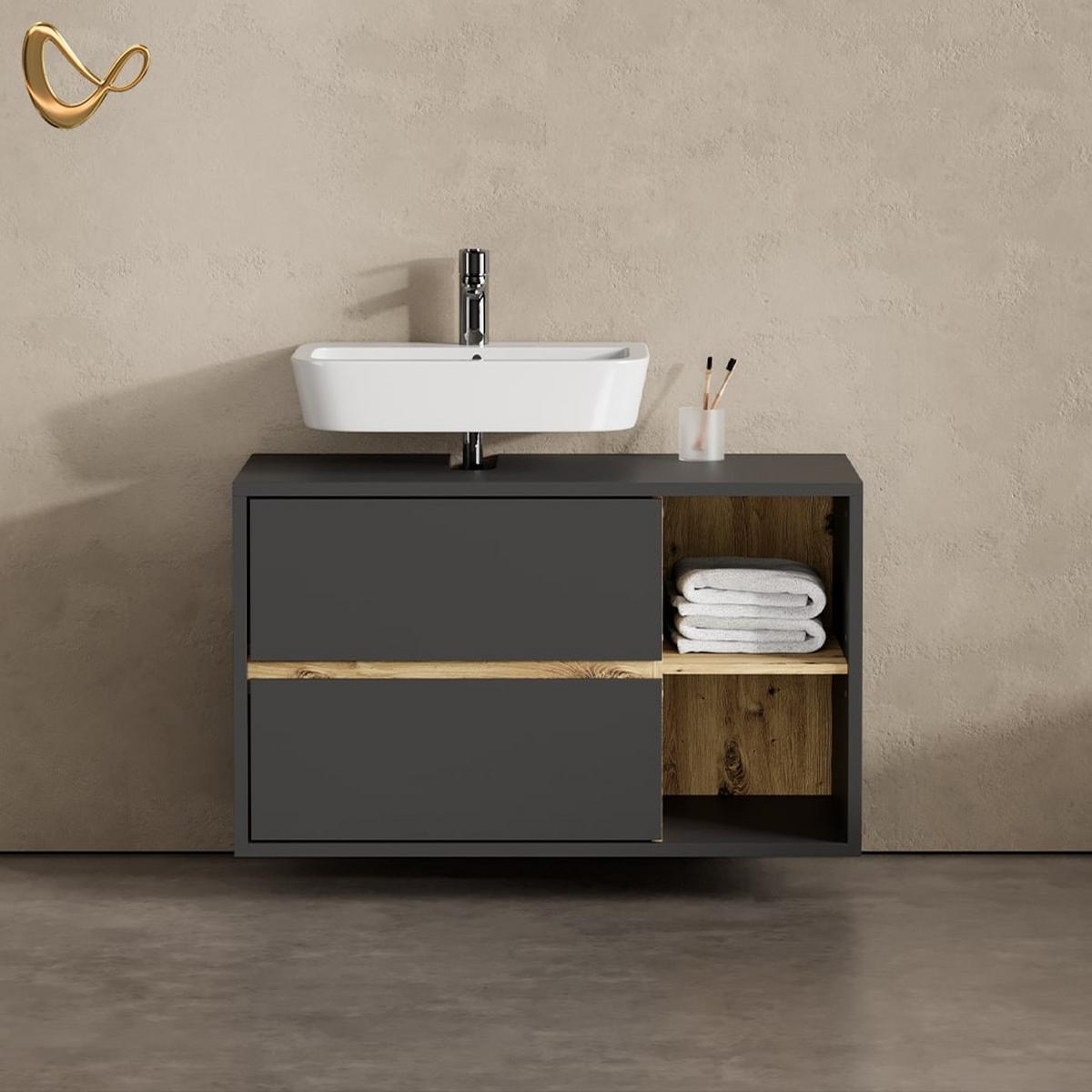 WASCHBECKENUNTERSCHRANK Vomano Anthrazit 100 x 60 cm - Anthrazit, Holzwerkstoff (100/60/45.5cm) - Livinity®