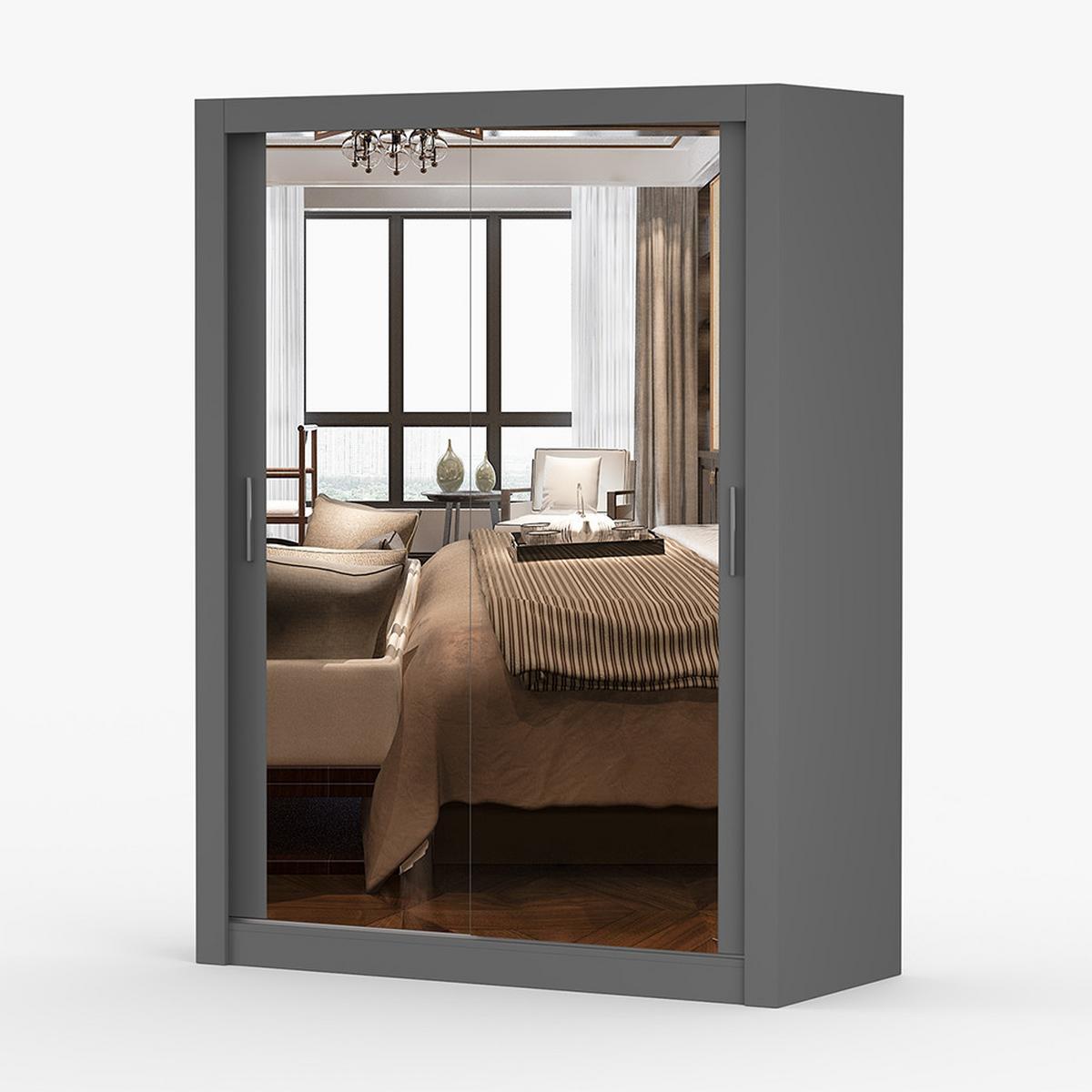 KLEIDERSCHRANK Milan 150 cm, 150/215/64, 2-türig, grau - Grau, Holzwerkstoff (150/215/64cm) - imoebel24