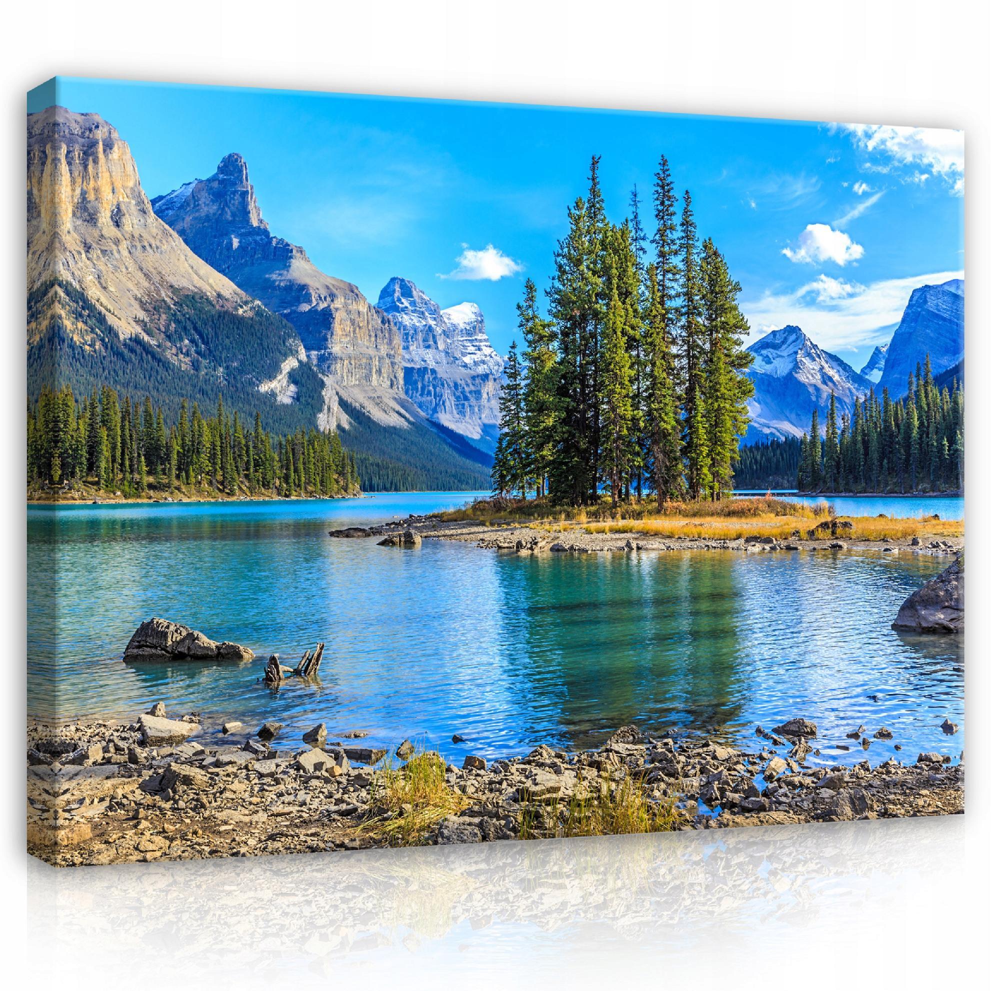 LEINWANDBILD Natur Berge See 120x80 - Multicolor, Holzwerkstoff (120/80cm) - Wallarena