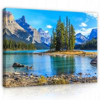 LEINWANDBILD Natur Berge See 120x80 - Multicolor, Holzwerkstoff (120/80cm) - Wallarena