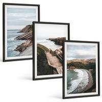 BILDER SET 3er Set - 40x60 cm Schwarzer Rahmen - Klippenblicke, Strandlandschaften - Schwarz, Kunststoff (40/60cm) - TULUP