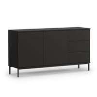 SIDEBOARD Queba 2T 3S Schwarz 150/80/41 cm – mit Schubladen und viel Stauraum - Schwarz, Holzwerkstoff (150/80/41cm) - AX Living