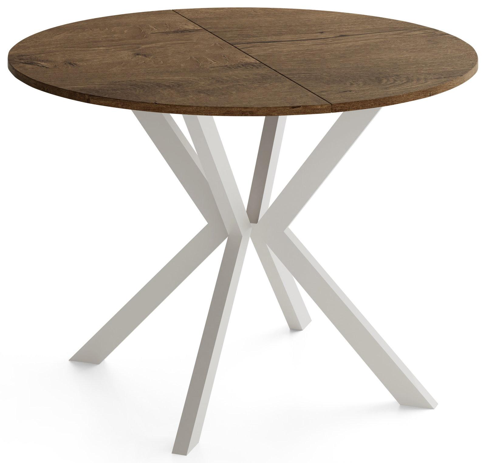 ESSTISCH Valio rund oval ausziehbar verlängerbar mit Metallbeinen in Kaschmir Grau, Eiche Braun Rustikal 100-140/100/76 cm - Kaschmir/Alteiche, Holzwerkstoff/Metall (100/140/76cm) - WFL GROUP