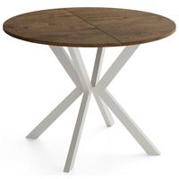 ESSTISCH Valio rund oval ausziehbar verlängerbar mit Metallbeinen in Kaschmir Grau, Eiche Braun Rustikal 100-140/100/76 cm - Kaschmir/Alteiche, Holzwerkstoff/Metall (100/140/76cm) - WFL GROUP