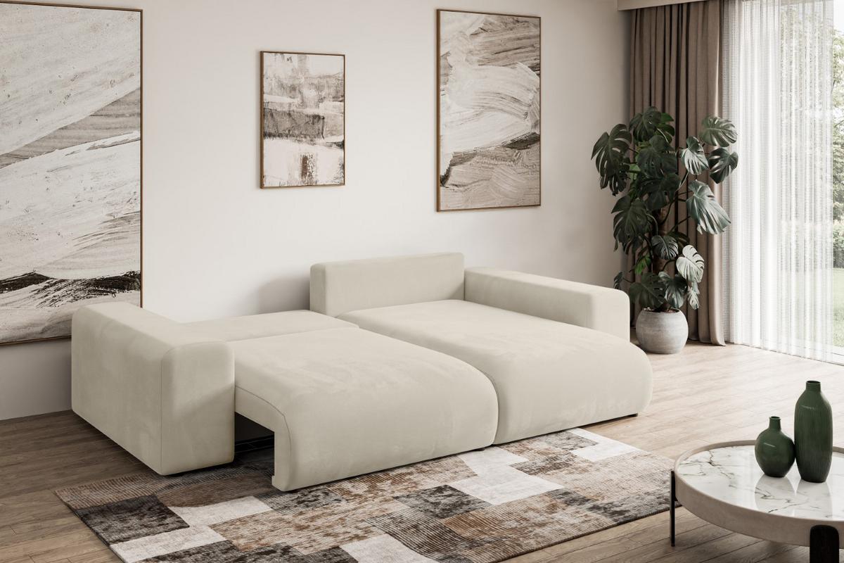 ECKSOFA Ottomane rechts ESKAR-L 266x176x72 Cappuccino Velours - Schwarz/Cappuccino, Holzwerkstoff/Kunststoff (176/266cm) - ALTDECOR