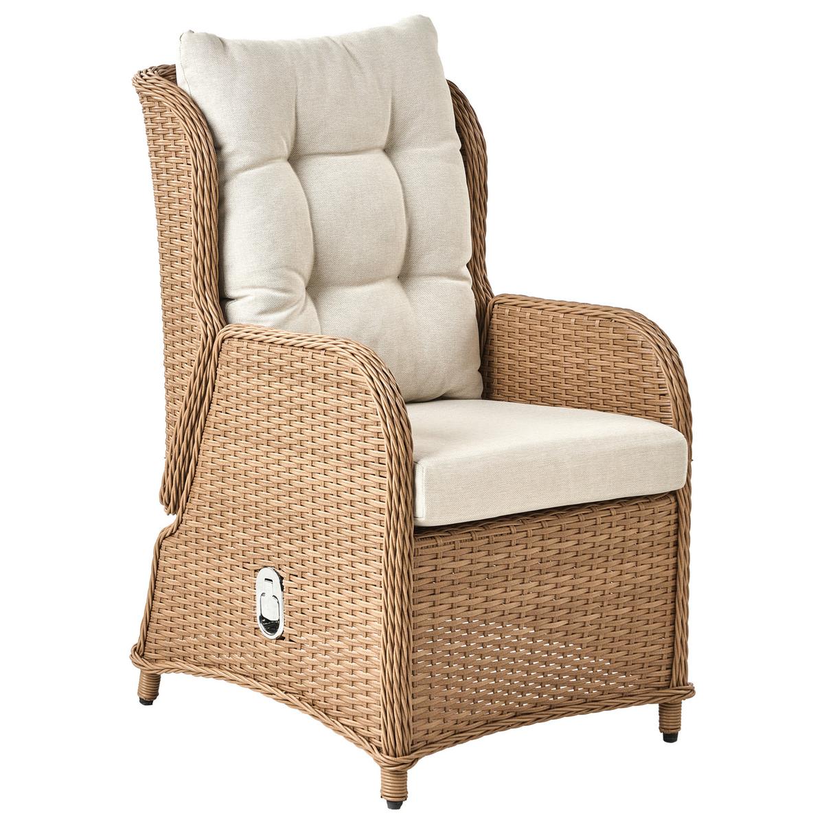 LOUNGE-SET Braun Ponza - Creme/Braun, Kunststoff (60/104/68cm) - Beliani