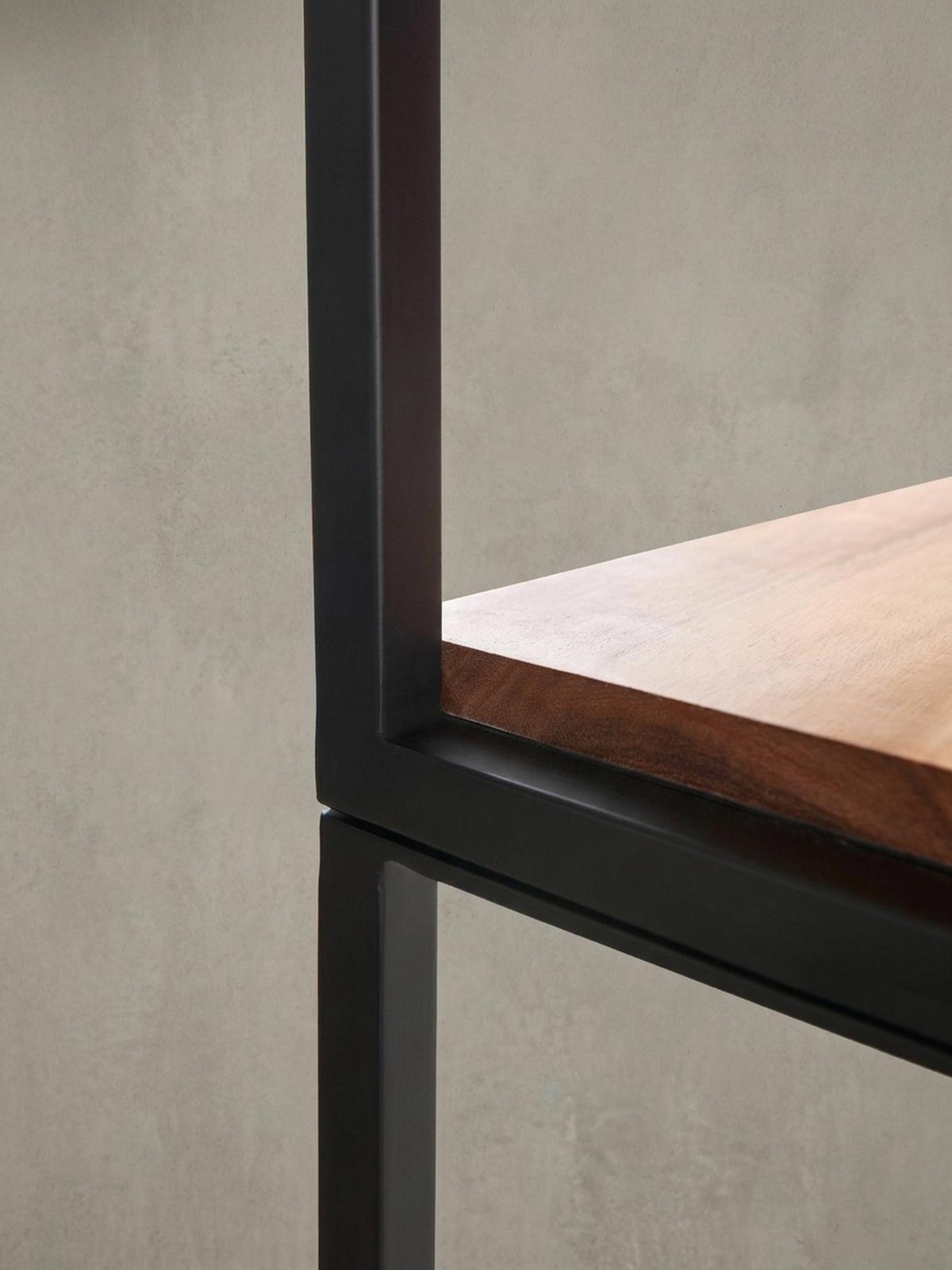 COUCHTISCH Industrial Vintage, Akazienholz und Eisen, 2 Ablagen, Belastbarkeit 15 kg - Beige/Schwarz, Holz/Metall (60/100/45cm) - KADIMA DESIGN