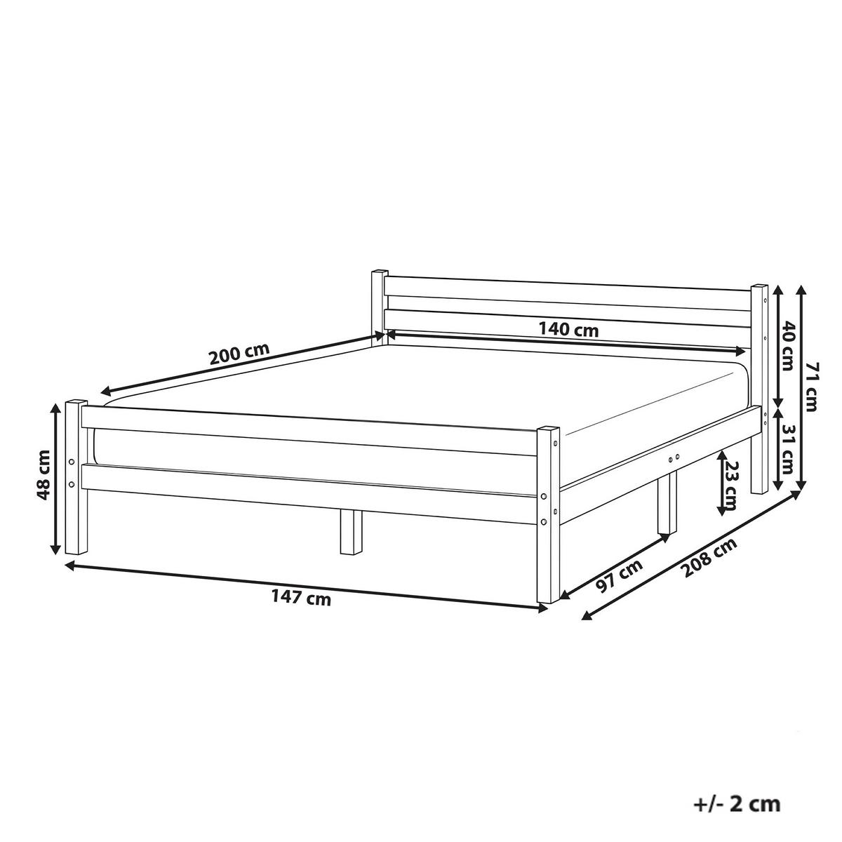 BETT mit Lattenrost 140/200 Kiefernholz Hellbraun Echallon - Hellbraun/Braun, Holz (140/200cm) - Beliani