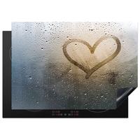 HERDABDECKPLATTE Herz - Kondenswasser - Wasser - 3D Herdabdeckung Induktionsfeld 75x52 cm - Grau, Kunststoff (75/52/0.2cm) - MuchoWow