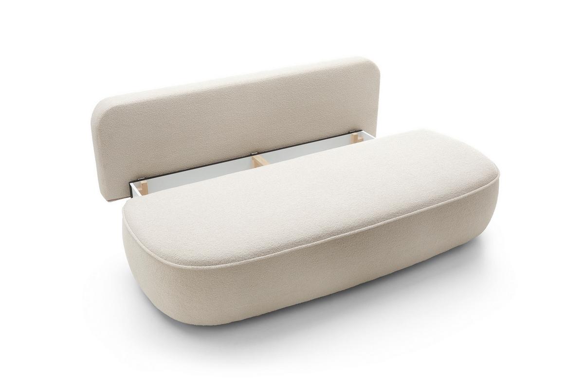 BETTSOFA KIRA Creme Chenille-Stoff mit Schlaffunktion - Creme, Textil (100/88/212cm) - MASSENO