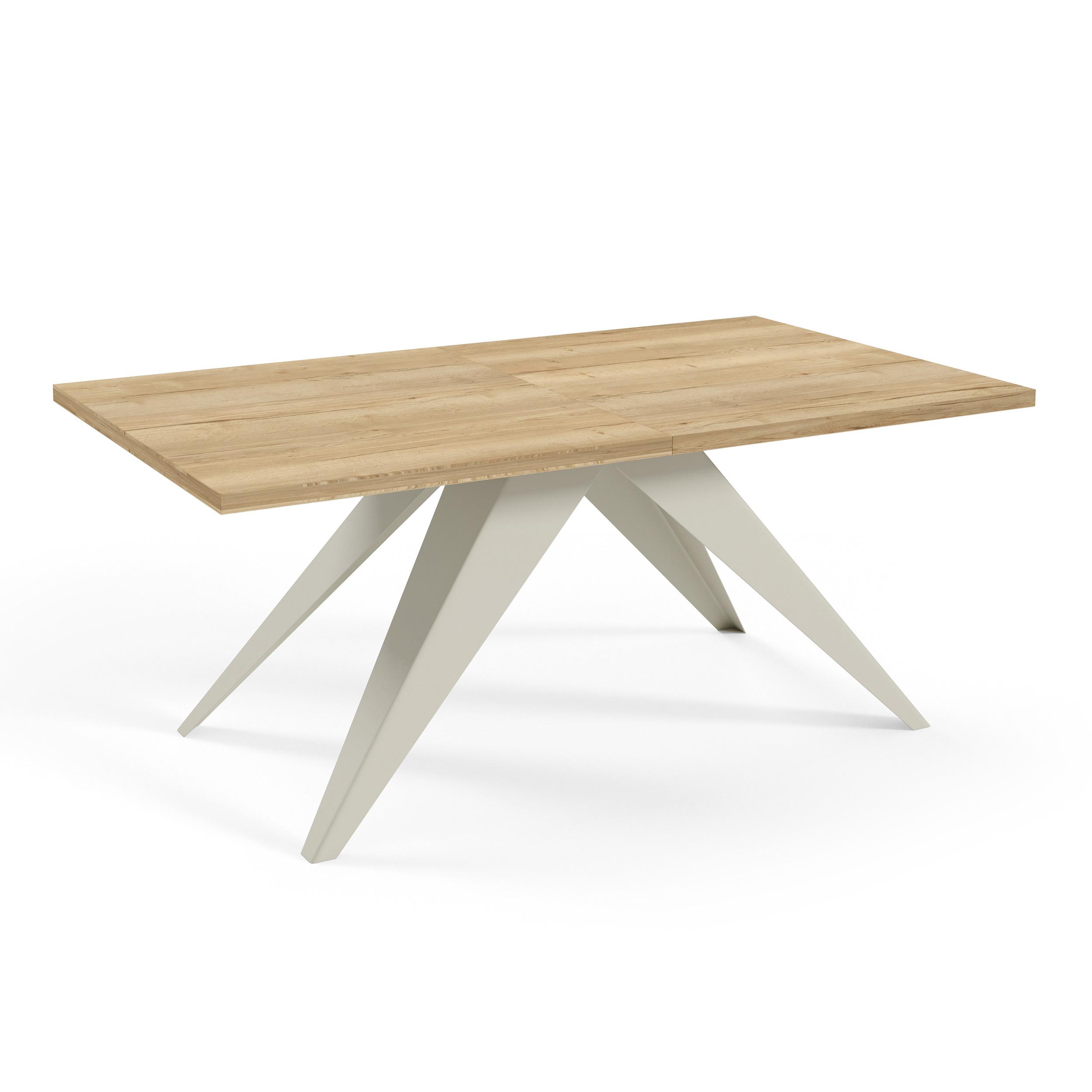 ESSTISCH Vivo, Rechteckiger Tisch mit Ausziehfunktion, 140-240x80 cm, Kaschmir+eiche Halifax - Kaschmir/Eichefarben, Metall (140/80/76cm) - Beautysofa