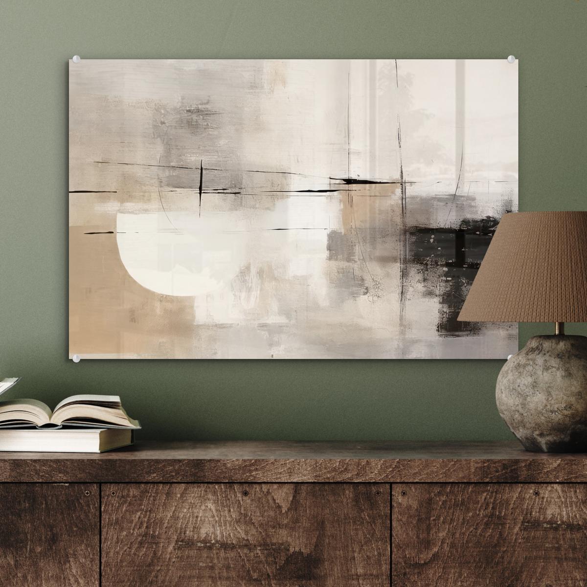 ACRYLGLASBILD Abstrakt - Kunst - Grau Wanddeko 60x40 cm - Hellgrau, Glas (60/40cm) - MuchoWow