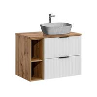 WASCHTISCH 80.6cm Adriel Weiß, Holz und Stein - Weiß, Holzwerkstoff (80.6/59/46cm) - Petits-meubles