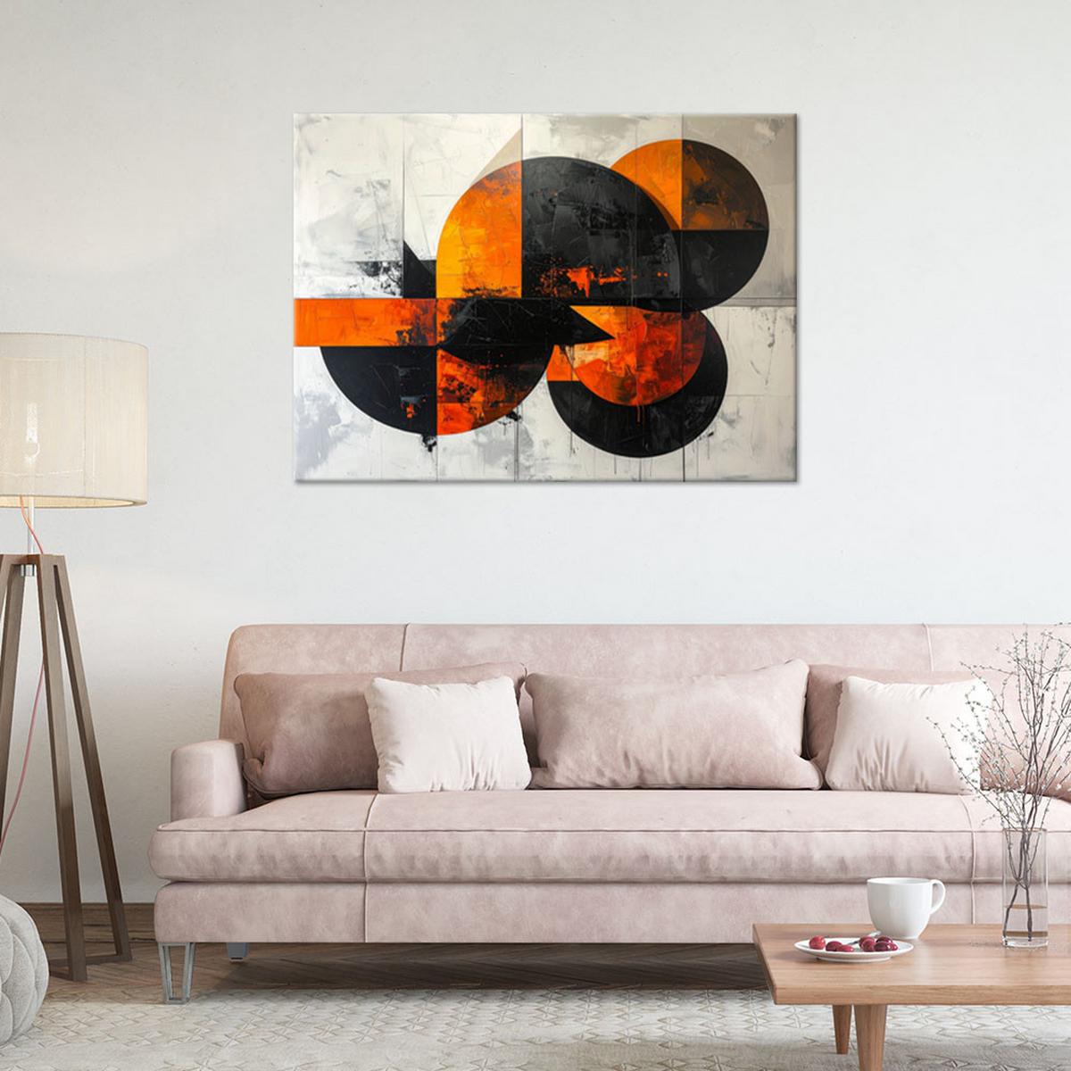 LEINWANDBILD 3D und geometrisch 90x60cm - Orange, Textil (90/60cm) - Feeby