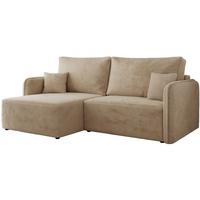 ECKSCHLAFSOFA MESTO L Beige Plüsch - links - Beige/Schwarz, Kunststoff/Textil (227/147cm) - MKS