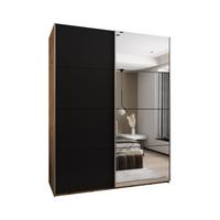 SCHWEBETÜRENSCHRANK 245,5/200/64 2-türig - Silberfarben/Schwarz, Holz/Metall (200/245/64cm) - Abiks Möbel