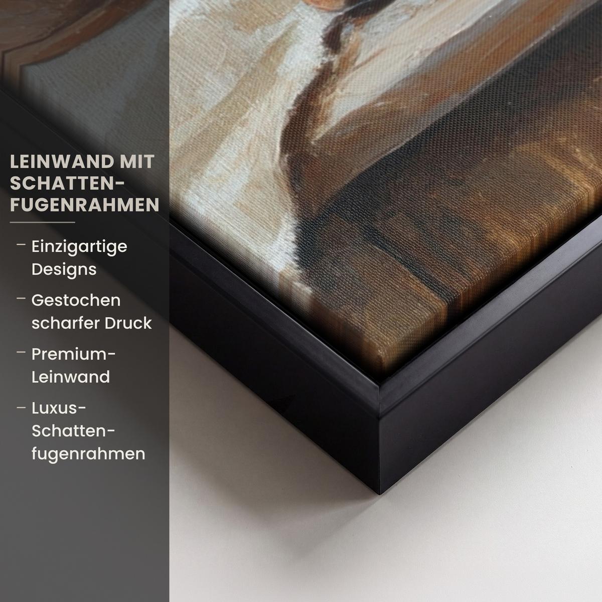 LEINWAND Bilder mit Rahmen - Töpfe - Kräuter - Holz - 40x60 - Terracotta, Textil (40/60cm) - MuchoWow