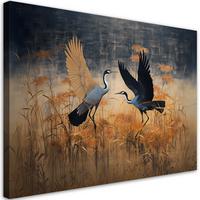 WANDBILD kranich vögel abstrakt - Orange, Textil (60/40cm) - Feeby
