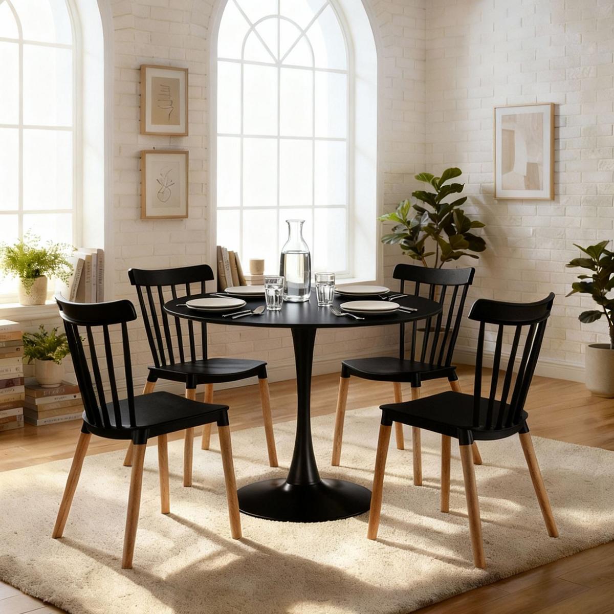 ESSGRUPPE LOIRE RAVI 5er Set schwarz - Schwarz, Holzwerkstoff/Metall - IDIMEX