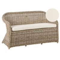 GARTENSOFA 2-Sitzer Naturfarben Susua - Naturfarben/Weiß, Naturmaterialien (150/87/69cm) - Beliani