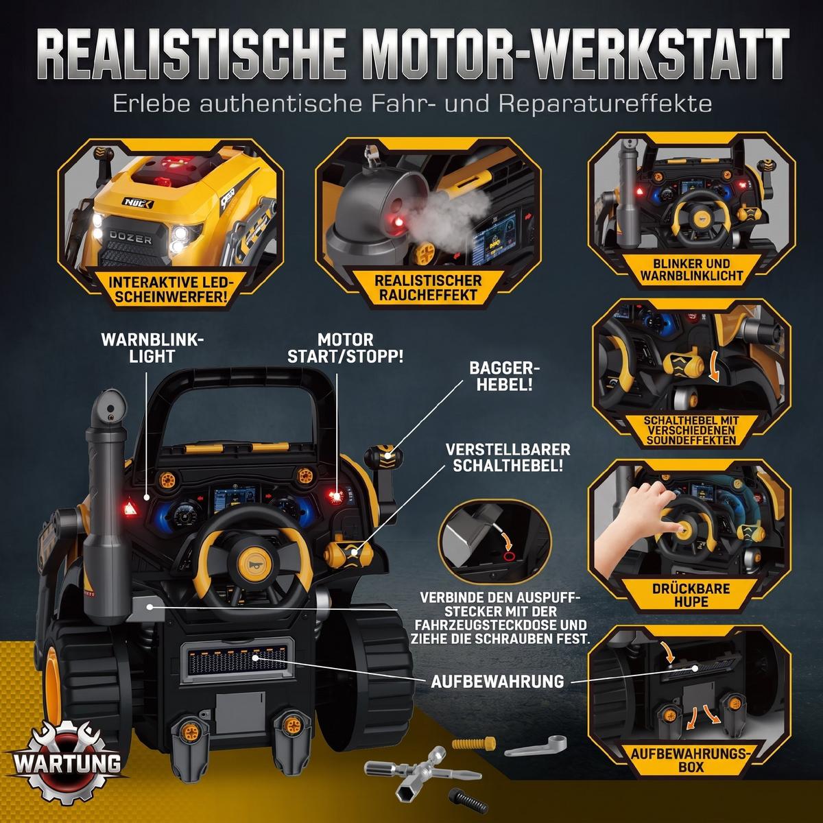 KINDER-MOTORSPIELZEUG Kunststoff Gelb - Gelb, Kunststoff (41/47/46cm) - AIYAPLAY