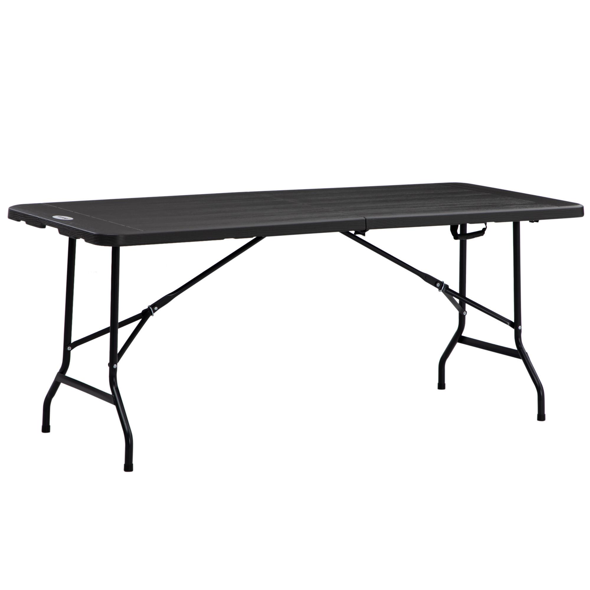 GARTENTISCH, Dunkelgrau, Stahl, HDPE - Dunkelgrau, Metall (180/75.5/73cm) - Outsunny