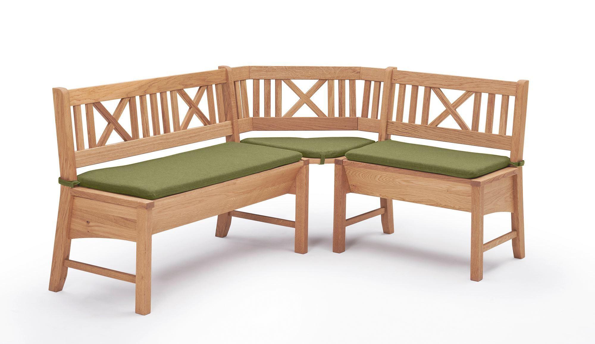 ECKBANK Deborah 224 x 177 x 87 Massivholz Buche lackiert/Grün - Buchefarben/Grün, Holz (224/177cm) - 58aufmkessel