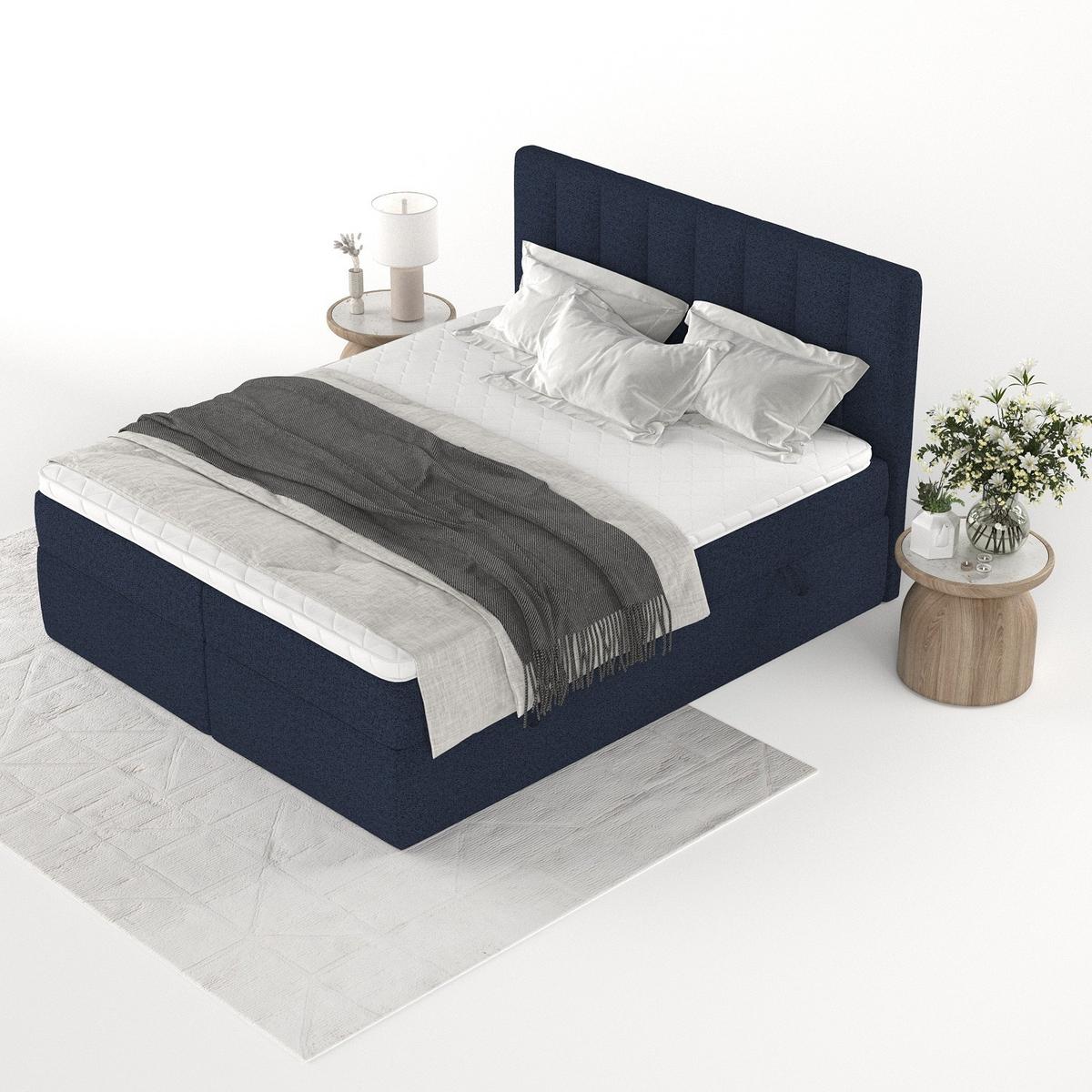 BOXBETT Bari 180/200 cm Marineblau im Riva Stoff - Dunkelblau, Holz/Holzwerkstoff (180/200cm) - AltaBeds