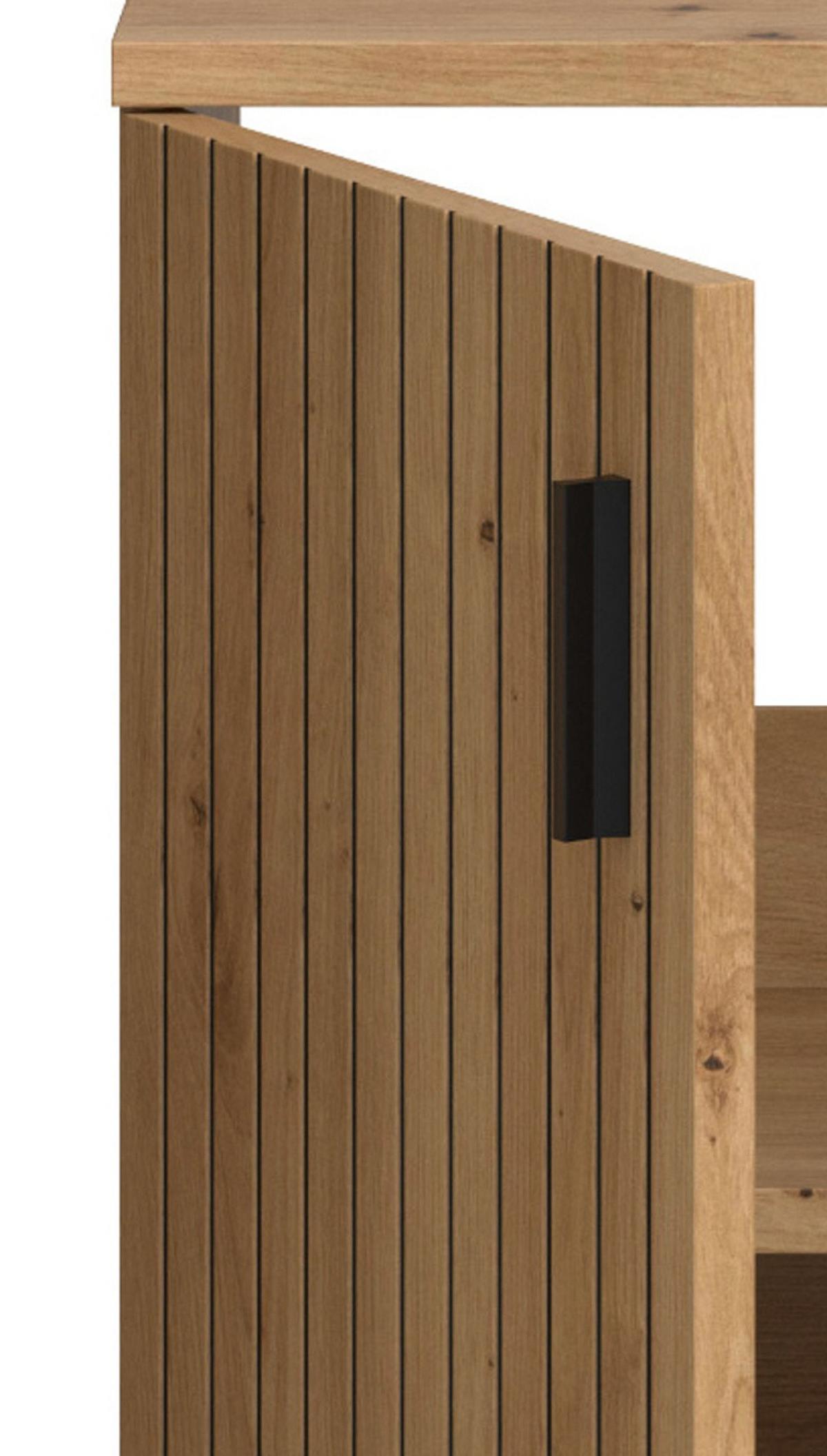 WASCHBECKENUNTERSCHRANK Eiche Artisan 80 cm, Badezimmer Unterschrank mit Rillen-Optik - Schwarz/Eiche Artisan, Holzwerkstoff/Kunststoff (60/59/30cm) - Inn.Furn