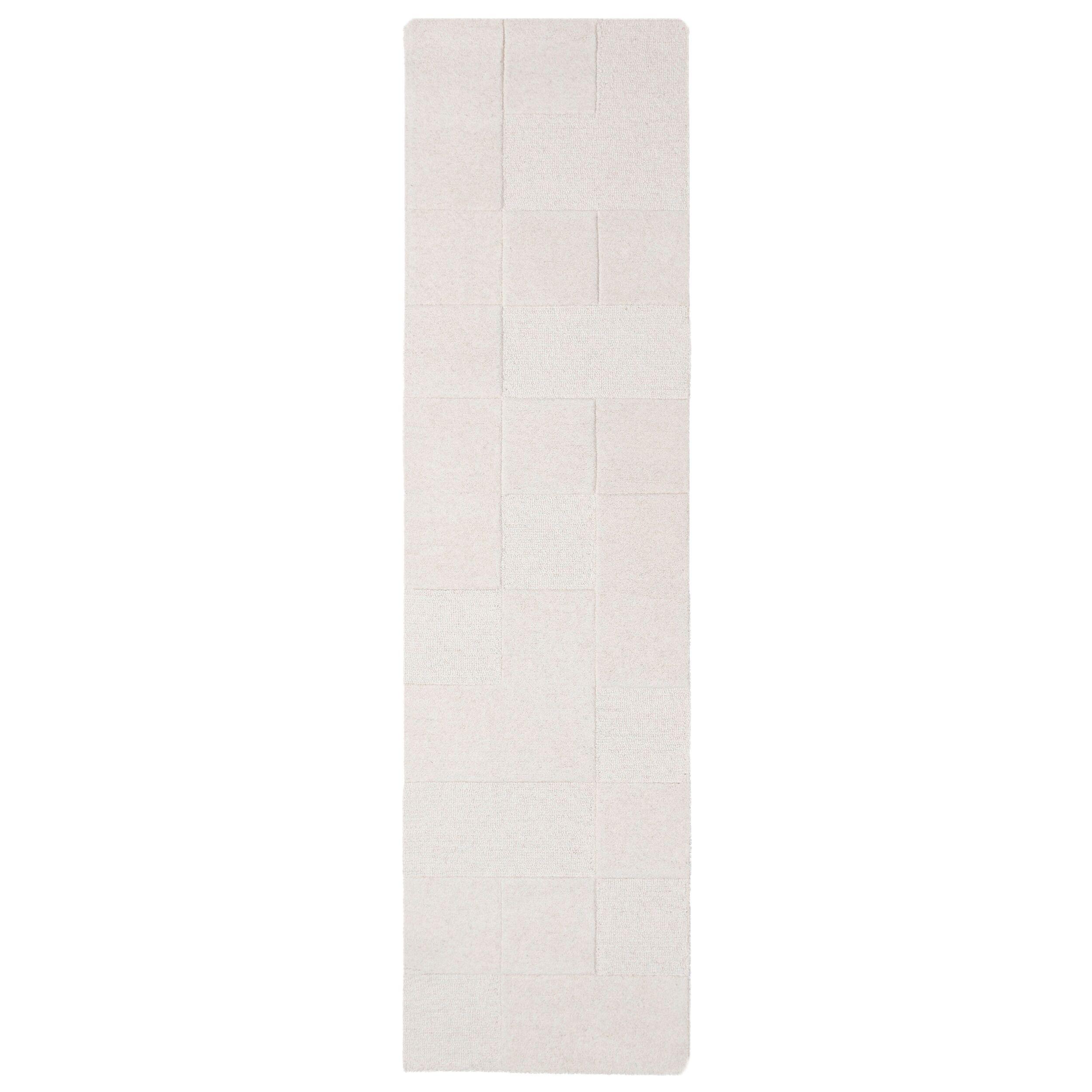 TEPPICH aus Wolle DEBEN in Elfenbein, mit Schachbrettmuster, 60 x 230 cm - Beige, Textil (60/230cm) - KADIMA DESIGN