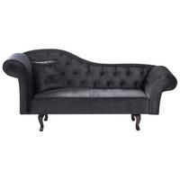CHAISELONGUE-LINKSSEITIGE Samtstoff Schwarz mit Kissen Lattes Ii - Schwarz/Braun, Textil (192/81/59cm) - Beliani