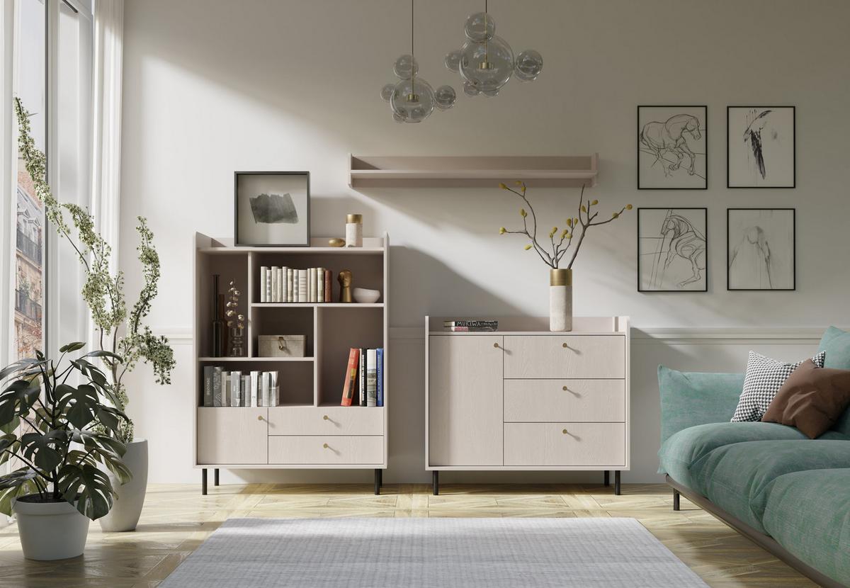 BÜCHERREGAL ASTREA 103,5x42x133 cm, Regal Beige - Beige, Holzwerkstoff (103.5/133/42cm) - MASSENO