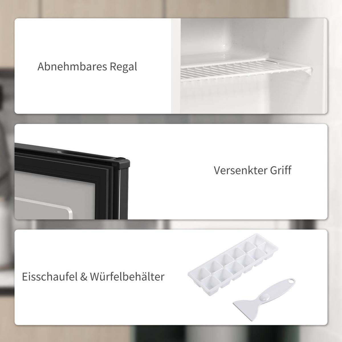 MINI-GEFRIERSCHRANK aus Stahl Kunststoff Schwarz - Schwarz, Kunststoff (44.2/48.8/47cm) - HOMCOM