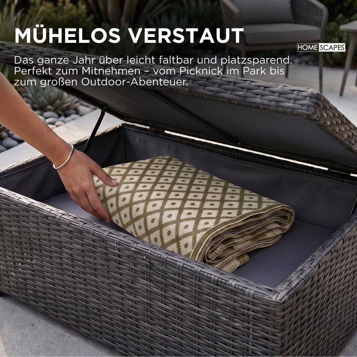 OUTDOORTEPPICH May, geometrisch gemustert 240/300 cm - Olivgrün, Kunststoff (240/300cm) - Homescapes